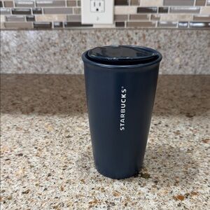 Starbucks ceramic  Matte Navy Blue Travel Cup with Vertical Logo